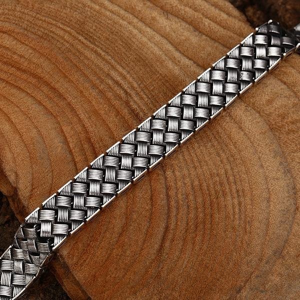 《QBOX 》FASHION 飾品【TSB562358】精緻個性復古百搭菱紋編織格紋S925純銀手鍊/手環-細節圖6