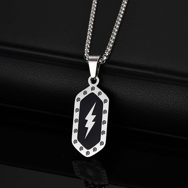 《 QBOX 》FASHION 飾品【CPN-2161】精緻個性「閃電契約」能量符紋鈦鋼墬子項鍊/掛飾-細節圖3