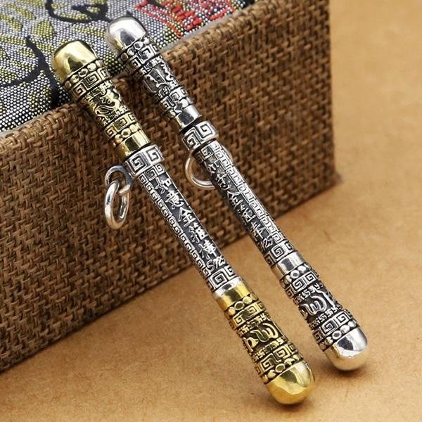 《QBOX 》FASHION 飾品【TSC529153】精緻個性創意大聖如意金箍棒S925純銀項鍊/泰銀吊墬-細節圖4