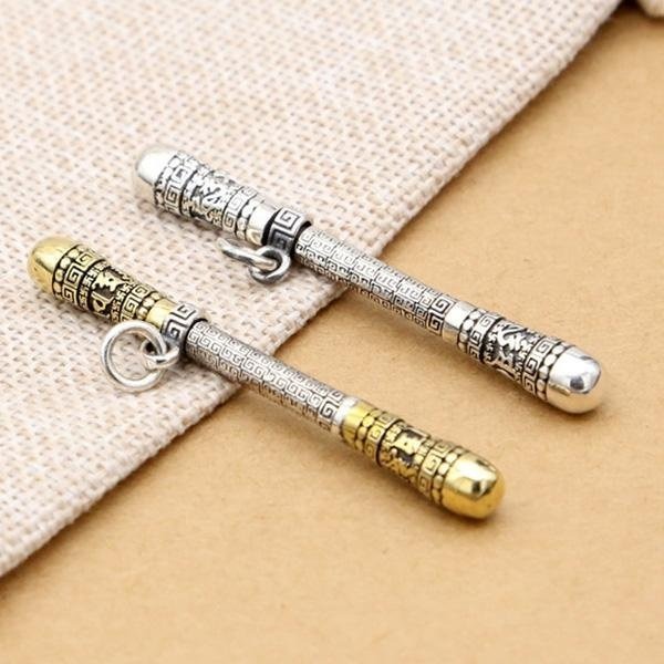 《QBOX 》FASHION 飾品【TSC529153】精緻個性創意大聖如意金箍棒S925純銀項鍊/泰銀吊墬-細節圖5