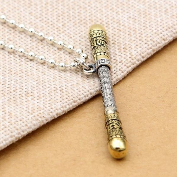 《QBOX 》FASHION 飾品【TSC529153】精緻個性創意大聖如意金箍棒S925純銀項鍊/泰銀吊墬-細節圖6