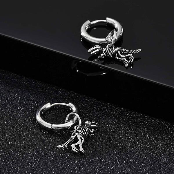 《 QBOX 》FASHION 飾品【GED-868】精緻個性立體恐龍骨架鈦鋼耳環/耳飾-細節圖6