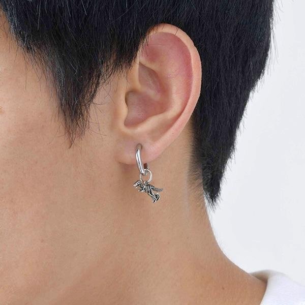 《 QBOX 》FASHION 飾品【GED-868】精緻個性立體恐龍骨架鈦鋼耳環/耳飾-細節圖7