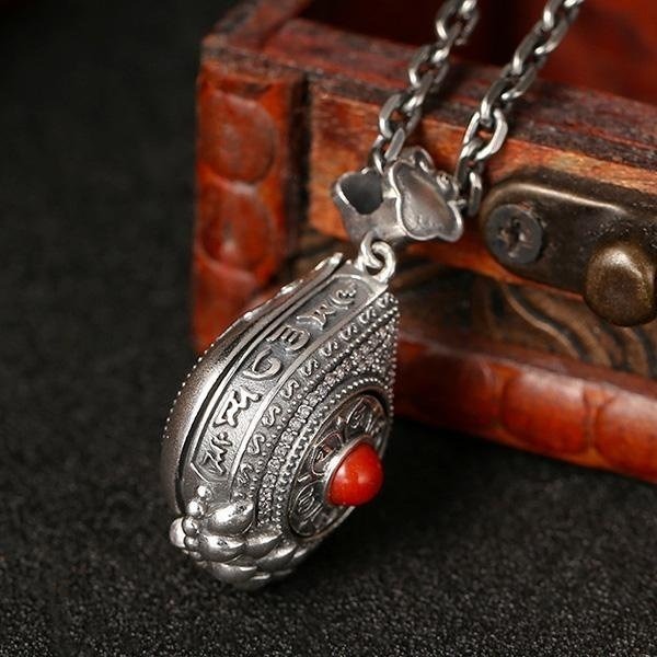 《 QBOX 》FASHION 飾品【C339S190】精緻個性復古復古觀音菩薩佛像S925純銀墬子項鍊/掛飾-細節圖6