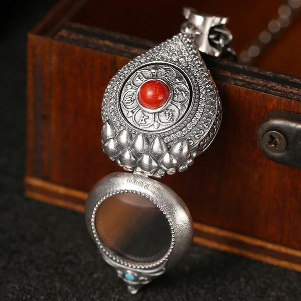 《 QBOX 》FASHION 飾品【C339S190】精緻個性復古復古觀音菩薩佛像S925純銀墬子項鍊/掛飾-細節圖7