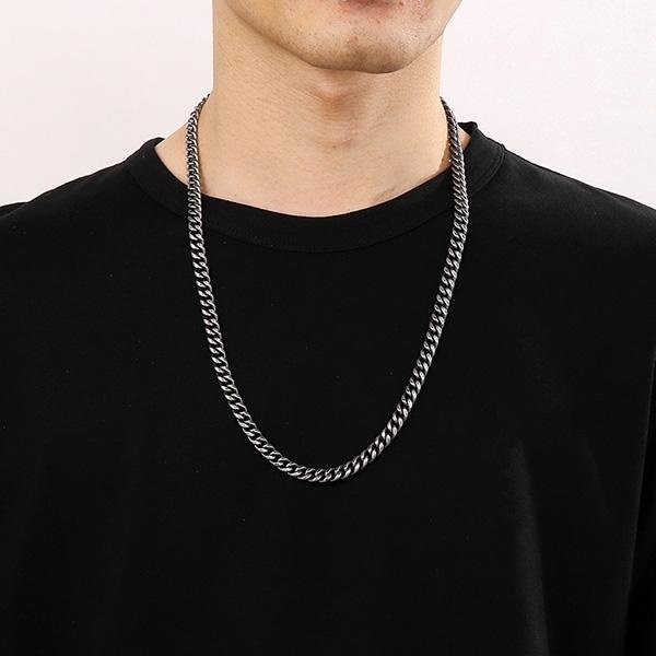 《 QBOX 》FASHION 飾品【NK87766】個性粗獷黑色古巴環扣鈦鋼項鍊/鋼鍊條(8mm)-細節圖10