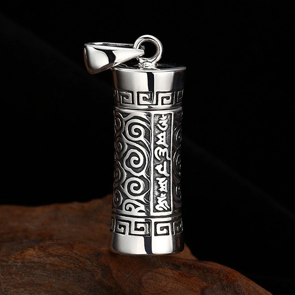 《 QBOX 》FASHION 飾品【TSC58171】精緻個性復古「梵文護佑」六字真言嘎烏盒S925純銀墬子項鍊/掛飾-細節圖3