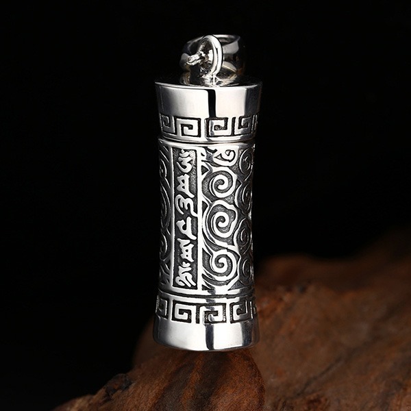 《 QBOX 》FASHION 飾品【TSC58171】精緻個性復古「梵文護佑」六字真言嘎烏盒S925純銀墬子項鍊/掛飾-細節圖4