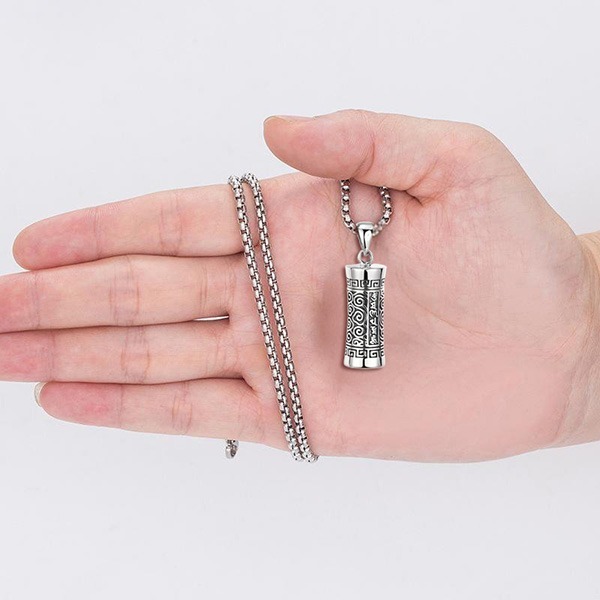 《 QBOX 》FASHION 飾品【TSC58171】精緻個性復古「梵文護佑」六字真言嘎烏盒S925純銀墬子項鍊/掛飾-細節圖7