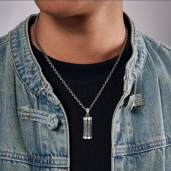 《 QBOX 》FASHION 飾品【TSC58171】精緻個性復古「梵文護佑」六字真言嘎烏盒S925純銀墬子項鍊/掛飾-細節圖8