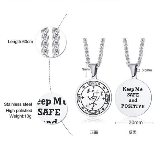 《QBOX 》FASHION 飾品【CPN-1256S】精緻個性大天使所羅門護身符鈦鋼墬子項鍊/掛飾-細節圖2