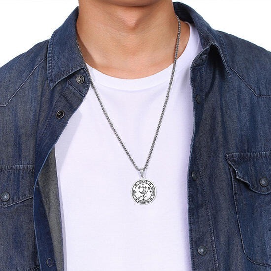 《QBOX 》FASHION 飾品【CPN-1256S】精緻個性大天使所羅門護身符鈦鋼墬子項鍊/掛飾-細節圖5