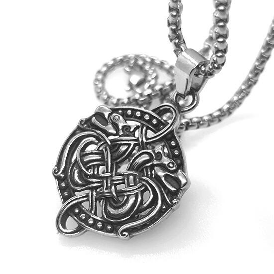 《QBOX 》FASHION 飾品【CBP8-934】精緻個性北歐維京雙頭龍圓牌鑄造鈦鋼墬子項鍊/吊飾-細節圖3