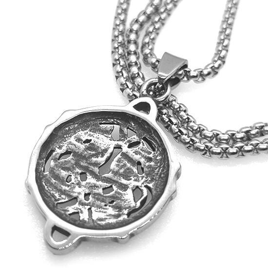 《QBOX 》FASHION 飾品【CBP8-934】精緻個性北歐維京雙頭龍圓牌鑄造鈦鋼墬子項鍊/吊飾-細節圖4