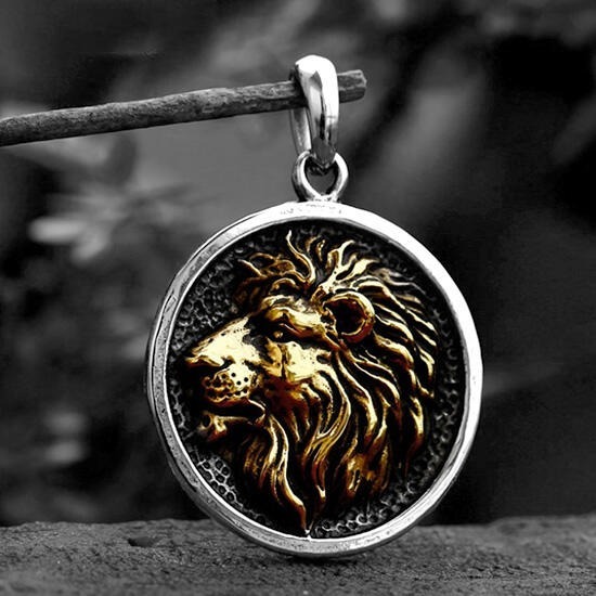 《QBOX 》FASHION 飾品【CBP8-828】精緻個性浮雕立體獅子圓牌鑄造鈦鋼墬子項鍊/吊飾-細節圖3