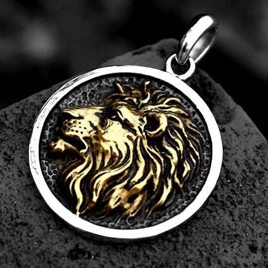 《QBOX 》FASHION 飾品【CBP8-828】精緻個性浮雕立體獅子圓牌鑄造鈦鋼墬子項鍊/吊飾-細節圖4