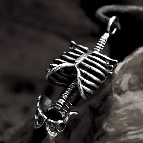 《QBOX 》FASHION 飾品【CBP8-1141】精緻個性嘻哈立體骷顱頭骨架鑄造鈦鋼墬子項鍊/掛飾-細節圖3
