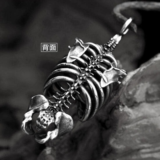 《QBOX 》FASHION 飾品【CBP8-1141】精緻個性嘻哈立體骷顱頭骨架鑄造鈦鋼墬子項鍊/掛飾-細節圖4