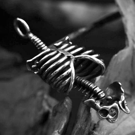 《QBOX 》FASHION 飾品【CBP8-1141】精緻個性嘻哈立體骷顱頭骨架鑄造鈦鋼墬子項鍊/掛飾-細節圖6