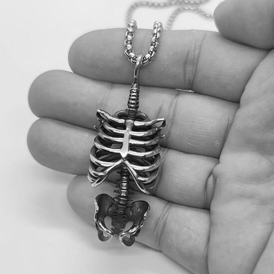 《QBOX 》FASHION 飾品【CBP8-1141】精緻個性嘻哈立體骷顱頭骨架鑄造鈦鋼墬子項鍊/掛飾-細節圖7