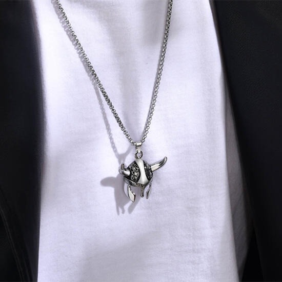 《QBOX 》FASHION 飾品【CPN-1856】精緻個性北歐海盜頭盔鑄造鈦鋼墬子項鍊/掛飾-細節圖6