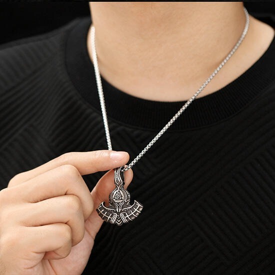 《QBOX 》FASHION 飾品【C23N2254】精緻個性北歐維京戰斧鑄造鈦鋼墬子項鍊/掛飾-細節圖5