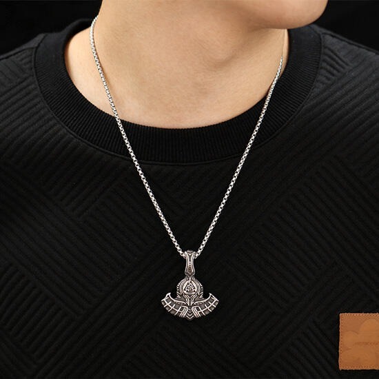 《QBOX 》FASHION 飾品【C23N2254】精緻個性北歐維京戰斧鑄造鈦鋼墬子項鍊/掛飾-細節圖6