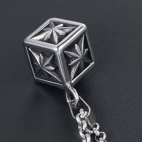 《QBOX 》FASHION 飾品【CHE761】精緻個性復古方塊圖案鑄造鈦鋼墬子項鍊/掛飾-細節圖4