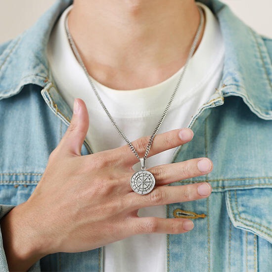 《QBOX 》FASHION 飾品【CPN-1527】精緻個性硬幣羅盤指南針鈦鋼墬子項鍊/掛飾(四色)-細節圖9