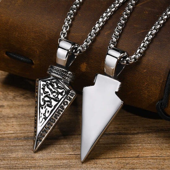 《QBOX 》FASHION 飾品【CPN-1859】精緻個性復古維京斑紋箭頭鑄造鈦鋼墬子項鍊/掛飾-細節圖3