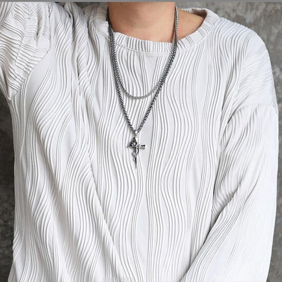 《QBOX 》FASHION 飾品【CPN-1870】精緻個性玫瑰花十字架鑄造鈦鋼墬子項鍊/掛飾-細節圖7