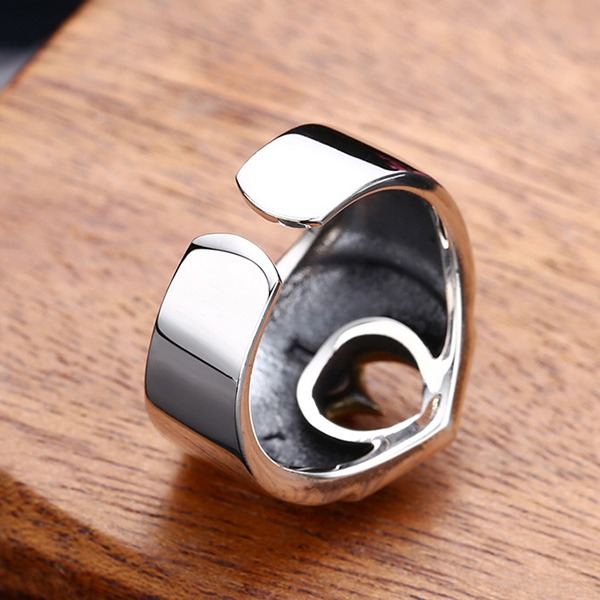 《 QBOX 》FASHION 飾品【R232994】精緻個性機械風「星芒羽翼」老鷹S925純銀/泰銀開口戒指-細節圖6