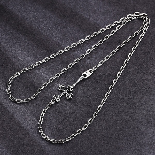 《 QBOX 》FASHION 飾品【TSN586193】精緻個性「復古鎖鏈」仿舊十字架太角扣環S925純銀項鍊-細節圖5