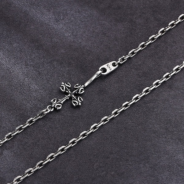 《 QBOX 》FASHION 飾品【TSN586193】精緻個性「復古鎖鏈」仿舊十字架太角扣環S925純銀項鍊-細節圖6