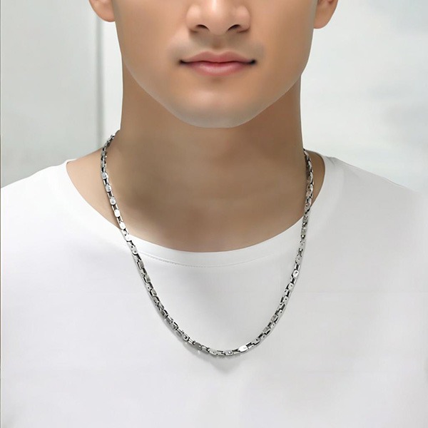 《 QBOX 》FASHION 飾品【TSN586580】精緻個性「機械風鎧甲」竹節鎖片環扣S925純銀項鍊-細節圖9