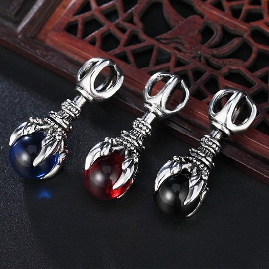 《 QBOX 》FASHION 飾品【CBP8-122】精緻個性龍爪靈珠避邪金剛杵鑄造鈦鋼墬子項鍊-細節圖5
