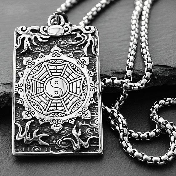 QBOX 》FASHION 飾品【CBP8-221】精緻個性方牌闢邪神獸麒麟八卦護身符鑄造鈦鋼墬子/項鍊/掛飾-細節圖5