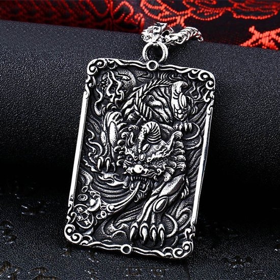 《QBOX 》FASHION 飾品【CBP8-015】精緻宗教「瑞獸闕」避邪麒麟護身符鑄造鈦鋼墬子/項鍊/吊飾-細節圖3