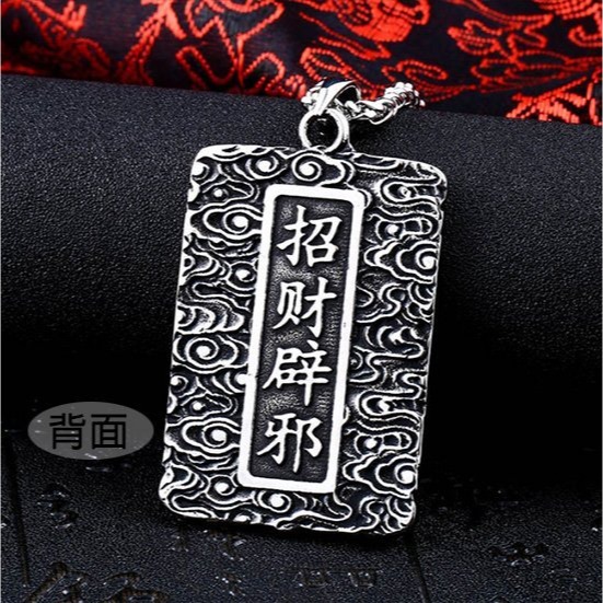 《QBOX 》FASHION 飾品【CBP8-015】精緻宗教「瑞獸闕」避邪麒麟護身符鑄造鈦鋼墬子/項鍊/吊飾-細節圖4