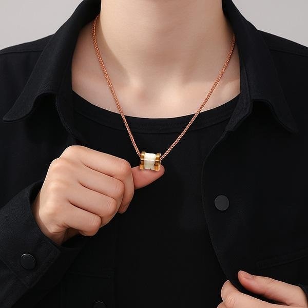 《QBOX 》FASHION 飾品【C5814014】精緻個性簡約「金環素語」玫瑰金陶瓷墬子項鍊/鎖骨鍊-細節圖5