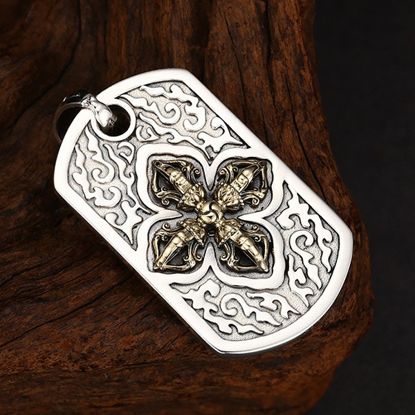 《 QBOX 》FASHION 飾品【TSC5815133】精緻個性「金剛護佑」藏傳十字金剛杵方牌S925純銀墬子項鍊/-細節圖6