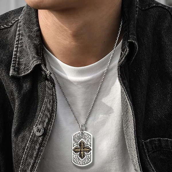 《 QBOX 》FASHION 飾品【TSC5815133】精緻個性「金剛護佑」藏傳十字金剛杵方牌S925純銀墬子項鍊/-細節圖9