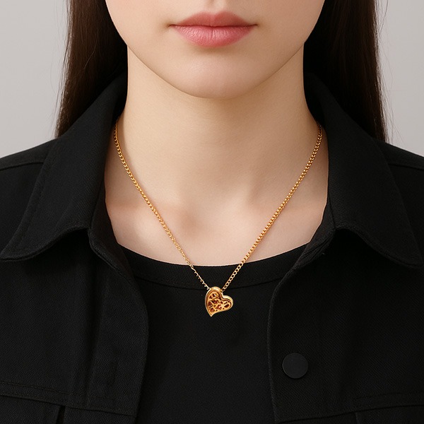 《QBOX 》FASHION 飾品【C5814060】精緻個性「心芒密語」鑲嵌鏤空愛心墬子項鍊/鎖骨鍊-細節圖5