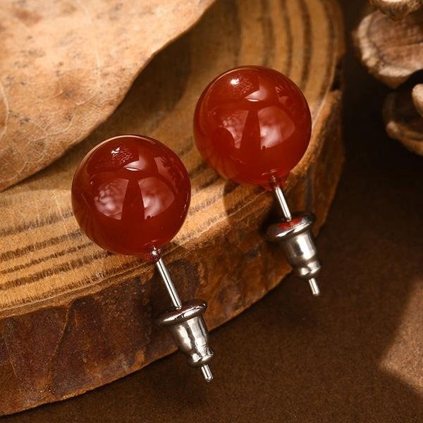 《 QBOX 》FASHION 飾品【GES-628】精緻個性圓形瑪瑙/虎眼天然石鈦鋼環插式耳環/耳飾(二款)-細節圖4