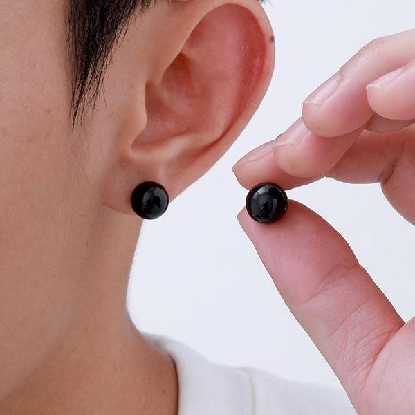 《 QBOX 》FASHION 飾品【GES-628】精緻個性圓形瑪瑙/虎眼天然石鈦鋼環插式耳環/耳飾(二款)-細節圖10