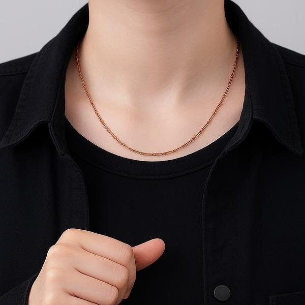 《 QBOX 》FASHION 飾品【NG5818158】精緻百搭玫瑰金簡約竹節項鍊/鎖骨鍊-細節圖5