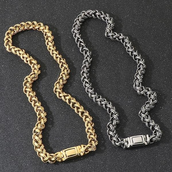 《QBOX 》FASHION 飾品【NK286885】精緻個性復古粗曠拼接編織龍骨環扣鈦鋼項鍊/鋼鍊條(三色)-細節圖5