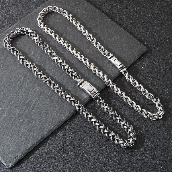 《QBOX 》FASHION 飾品【NK286885】精緻個性復古粗曠拼接編織龍骨環扣鈦鋼項鍊/鋼鍊條(三色)-細節圖6