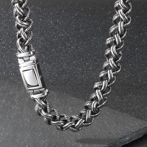 《QBOX 》FASHION 飾品【NK286885】精緻個性復古粗曠拼接編織龍骨環扣鈦鋼項鍊/鋼鍊條(三色)-細節圖7