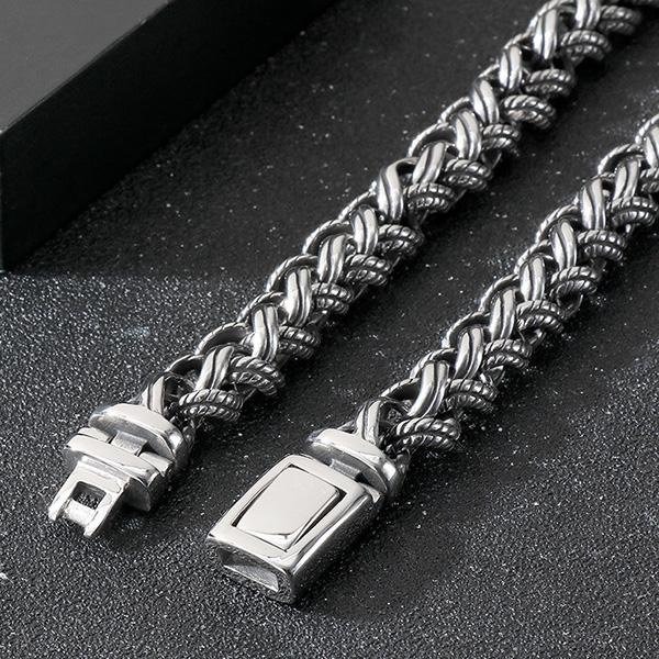 《QBOX 》FASHION 飾品【NK286885】精緻個性復古粗曠拼接編織龍骨環扣鈦鋼項鍊/鋼鍊條(三色)-細節圖8